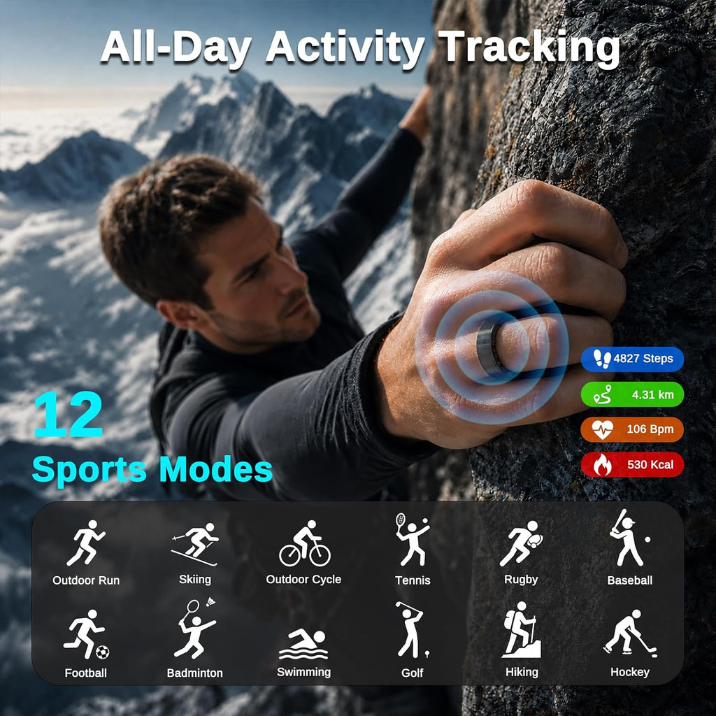 Smart Ring for Men & Women, Fitness and Health Tracker Ring(Black 9)