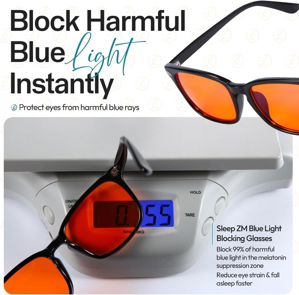 Blue Light Blocking Glasses for Women + Men - Better Sleep + anti Eye Strain Protection - Computer Screens & Gaming - Black Wayfarer - 99% Night-Time Amber Lens