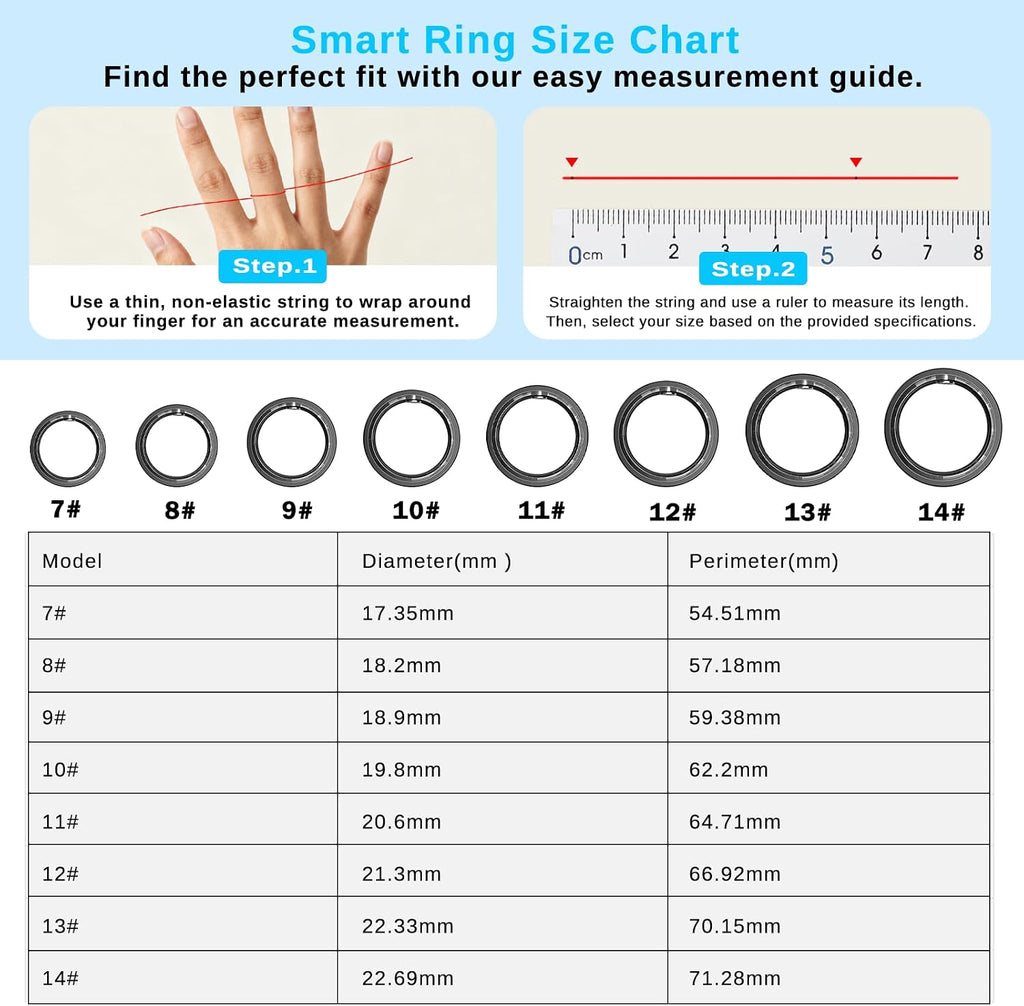 Smart Ring for Men & Women, Fitness and Health Tracker Ring(Black 9)