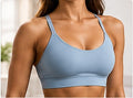 Light blue criss-cross back padded sports bra