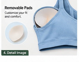 Light blue sports bra fabric and pad detail