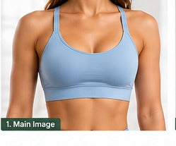 Light blue women's sports bra front view